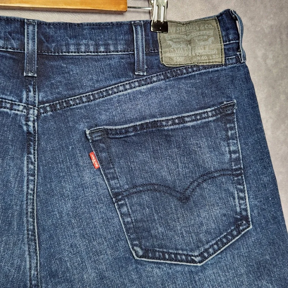 Levis 550 Relaxed Fit Mens Jeans 40x30 Dark Indigo Blue Stretch Denim